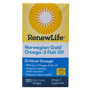 Renew Life Norwegian Gold Ômega 3 Óleo de Peixe 120 Cápsulas Entericas