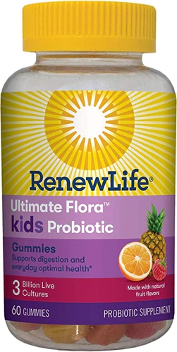Renew Life Ultimate Flora Probiótico Infantil Gomas Sabor Natural Frutas - 3 Bilhões CFU - 60 Unidades