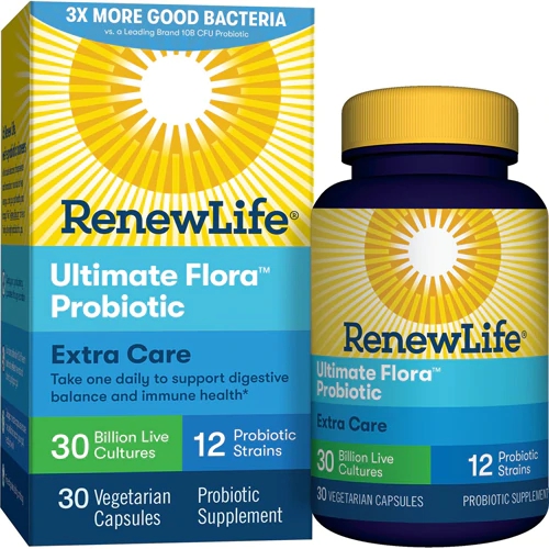 Renew Life Ultimate Flora Probiótico Extra Care 30 Bilhões de UFC - 30 Cápsulas Vegetais