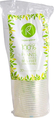 Copos Reutilizáveis 12 oz (355ml) à Base de Plantas Repurpose - Pacote com 20 Unidades