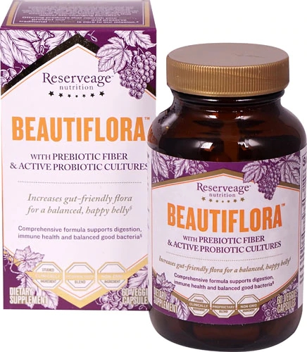 Reserveage Nutrition Beaufiflora 60 Cápsulas Veggie - Saúde Intestinal e Bem-Estar