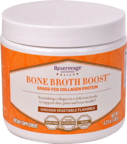 Reserveage Nutrition Bone Broth Boost Frango e Vegetais 120g - Suporte Nutricional