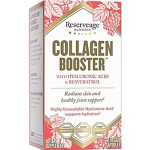 Reserveage Nutrition Collagen Booster com Ácido Hialurônico e Resveratrol - 60 Cápsulas Vegetarianas