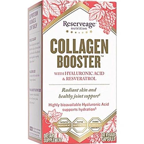 Reserveage Nutrition Collagen Booster com Ácido Hialurônico e Resveratrol - 60 Cápsulas Vegetarianas