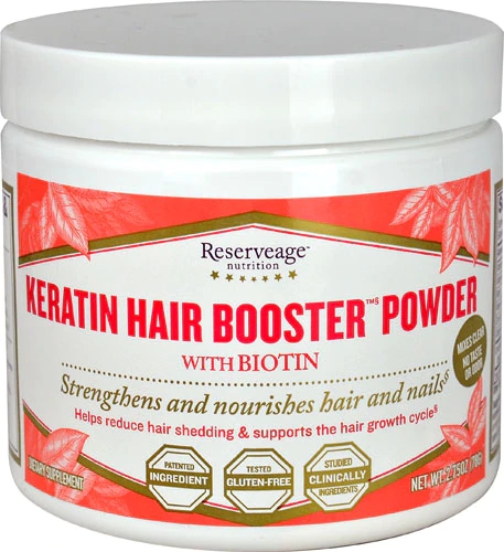 Reserveage Nutrition Keratin Hair Booster com Biotina - 78g - Fortalece Cabelos