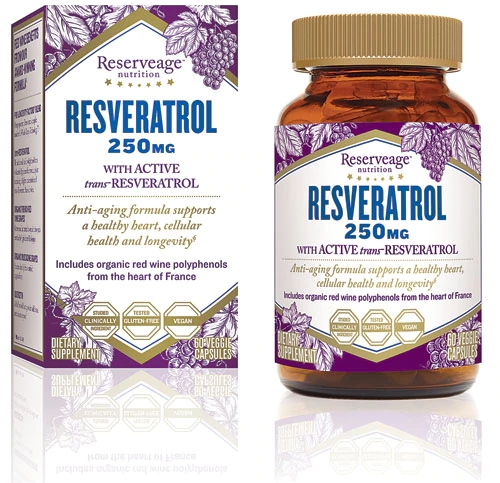 Reserveage Nutrition Resveratrol 250mg - 60 Cápsulas Vegetais - Poder Antioxidante