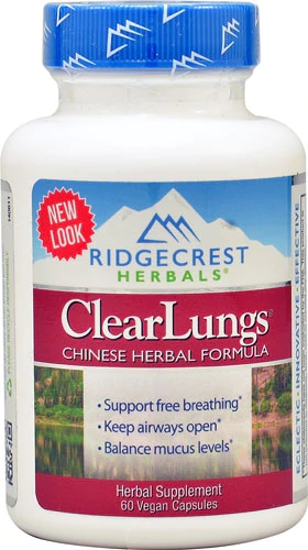 RidgeCrest Herbals ClearLungs 60 Cápsulas Veganas - Suporte Respiratório Natural