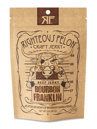 Carne Seca Righteous Felon Bourbon Franklin - 57g | Petisco Proteico Premium