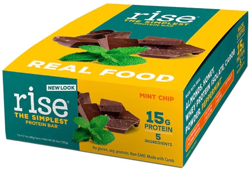 Rise Foods Whey Protein 15G Barra Menta com Chocolate Sem Glúten - Caixa com 12 Barras