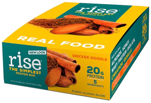 Rise Foods Whey Protein Barra 20g Snicker Doodle Sem Glúten - Caixa com 12 Unidades