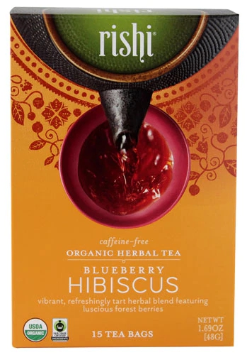 Chá Orgânico Rishi Tea Amora e Hibisco Sem Cafeína - 15 Sachês 27g