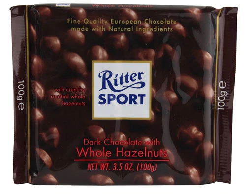 Ritter Sport Chocolate Amargo com Avelãs Inteiras - 100g