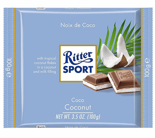 Ritter Sport Chocolate ao Leite com Coco 100g - Delícia Tropical!