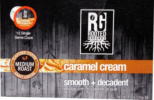 Café Torrado e Moído Rooted Grounds Caramel Cream em Cápsulas - 12 Cápsulas (Aprox. 113g)