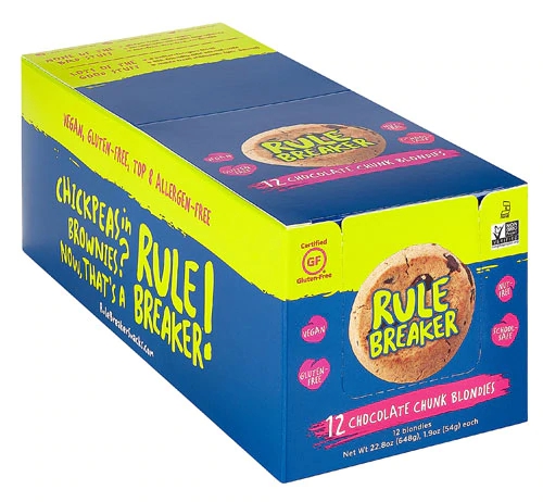 Rule Breaker Brownie Snacks Sem Glúten Chocolate Chunk Blondie - 12 Unidades (Aprox. 462g)