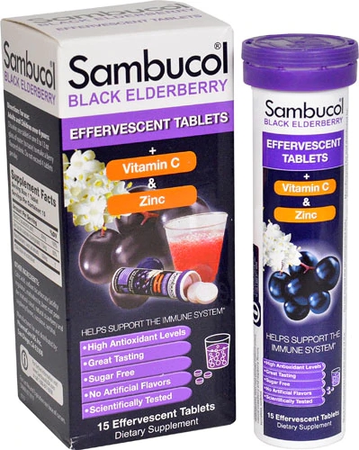 Sambucol Comprimidos Efervescentes de Sabugueiro Negro com Vitamina C e Zinco - 15 Comprimidos Efervescentes