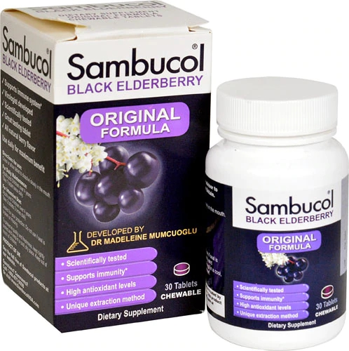 Sambucol Original 30 Comprimidos Mastigáveis de Sabugueiro Negro - Imunidade e Bem-Estar
