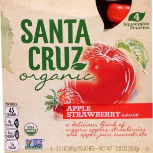 Purê de Maçã e Morango Orgânico Santa Cruz - 4 Sachês (aprox. 350g)