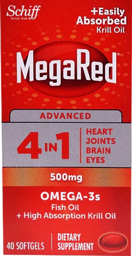 Schiff MegaRed Advanced 4 em 1 Ômega-3 Extra Força 500mg - 40 Cápsulas Gelatinosas