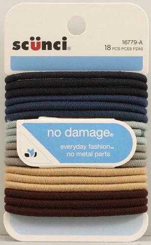 Scunci No Damage Elastic Hair Bands Assorted Colors -- 18 Pack