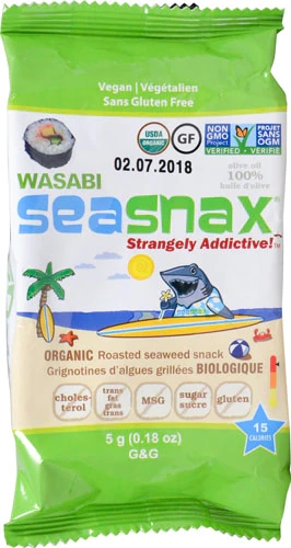 SeaSnax Grab & Go Seaweed Snacks Wasabi -- 0.18 oz
