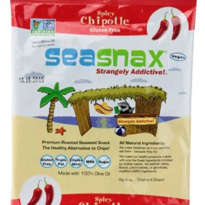 SeaSnax Alga Marinha Assada Levemente Sabor Chipotle Picante - 5 Folhas