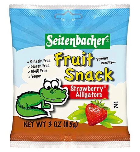Seitenbacher Crocodilos de Frutas Sem Glúten Sabor Morango 85g - Snack Saudável