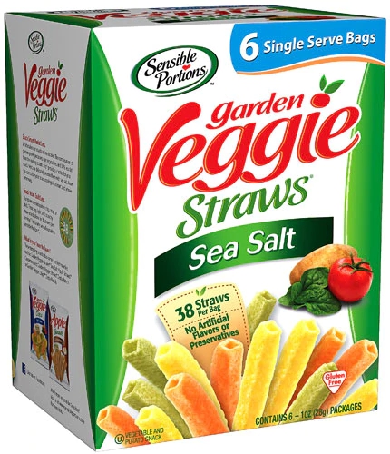 Sensible Portions Garden Veggie Straws Sal Marinha 6 Pacotes Individuais (108g)