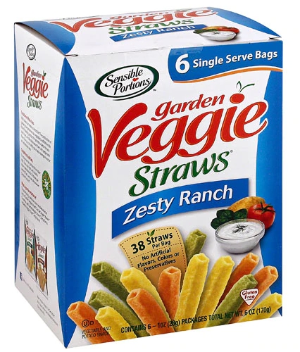 Sensible Portions Garden Veggie Straws Zesty Ranch - 6 Pacotes (Aprox. 454g)