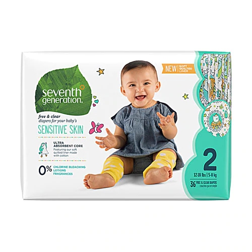 Fraldas Seventh Generation Baby Free and Clear Etapa 2 (5.4-8.1 kg) - 36 Unidades