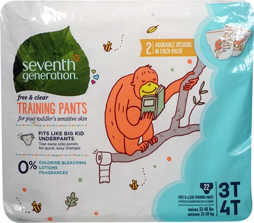 Fralda de Treinamento Seventh Generation Baby Free & Clear 3T-4T - 22 Unidades