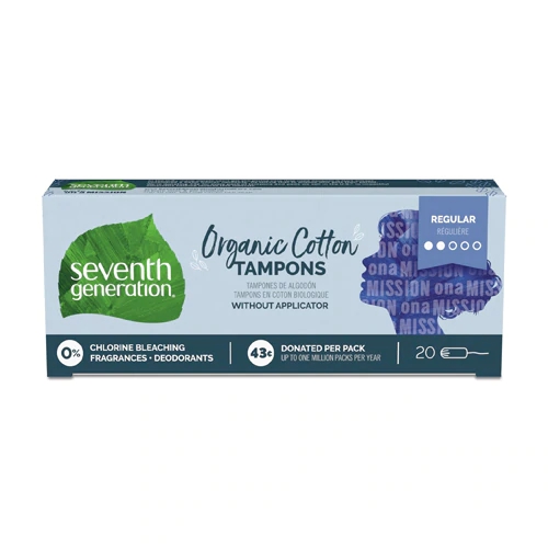 Absorventes Internos Orgânicos Seventh Generation Sem Cloro - Regular - 20 Unidades - Algodão Orgânico Certificado