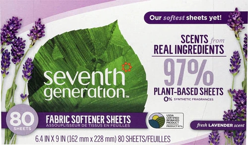Amaciante de Tecidos Seventh Generation Lavanda Fresca - 80 Folhas (113g)