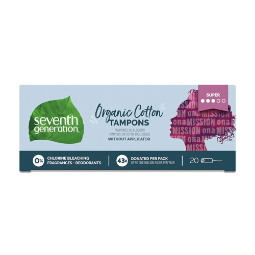 Absorventes Internos Seventh Generation Algodão Orgânico Super Sem Perfume - 20 Unidades