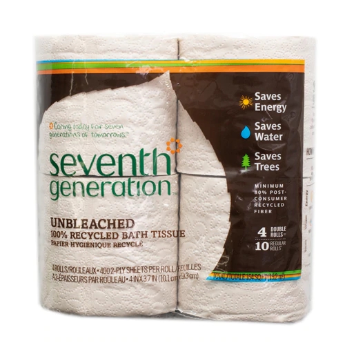 Papel Higiênico Seventh Generation Reciclado Sem Alvejante - 4 Rolos (Aprox. 300 Folhas/Rolo)