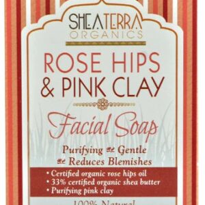 Shea Terra Organics Facial Soap Rose Hips & Pink Clay -- 4 oz