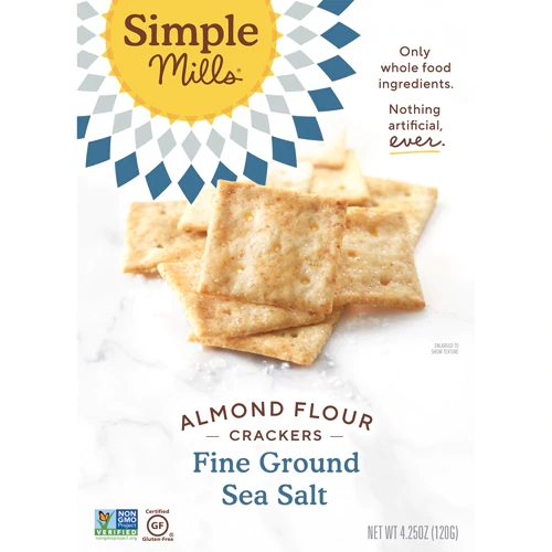 Biscoitos de Farinha de Amêndoa Sem Glúten Simple Mills Sal Marinho Fino - 120g