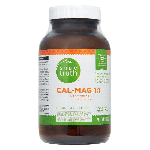 Simple Truth Cal-Mag 1:1 com Vitamina D3 - 90 Cápsulas para Ossos Fortes