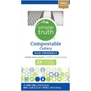 Talheres Compostáveis Simple Truth® - 24 Peças Ecológicas para sua Casa