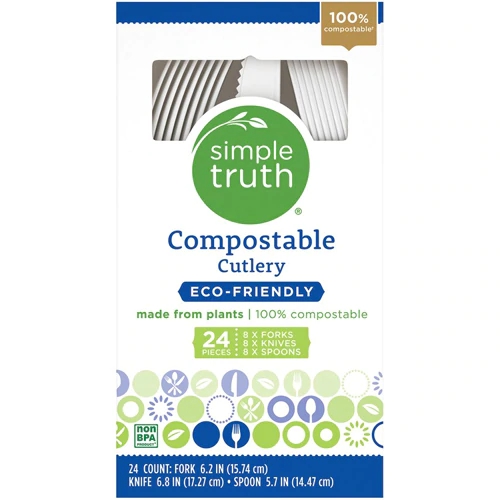Talheres Compostáveis Simple Truth® - 24 Peças Ecológicas para sua Casa