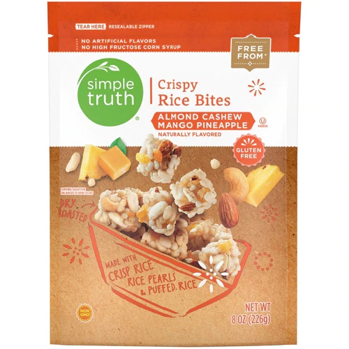 Simple Truth Crispy Rice Bites Amêndoa Caju Manga Abacaxi 227g
