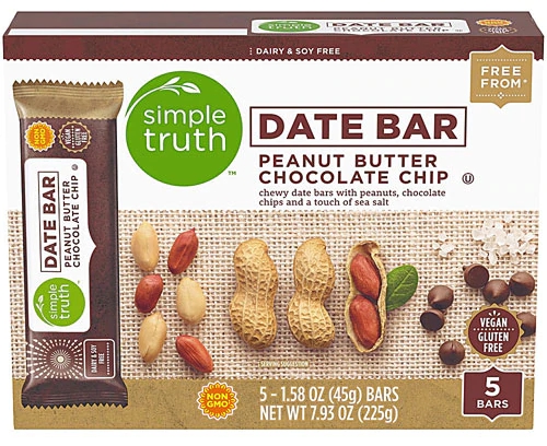 Barra de Tâmaras Simple Truth® com Amendoim e Gotas de Chocolate - 5 Barras (Aprox. 215g)