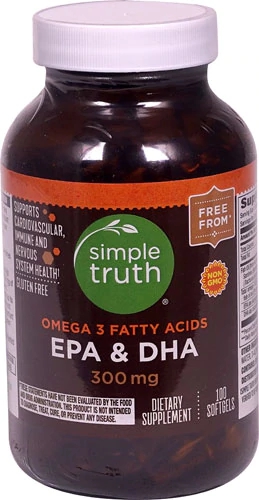 Simple Truth® EPA & DHA - 300mg de Ômega-3 - 100 Cápsulas Gelatinosas