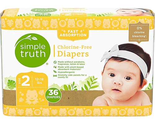 Fraldas Simple Truth® Absorção Rápida Sem Cloro Tamanho 2 - 36 Unidades