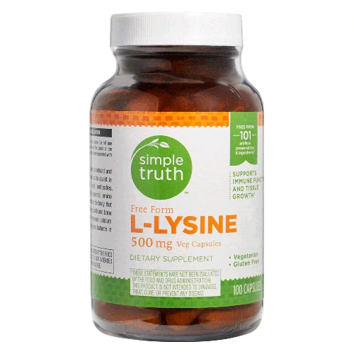 L-Lisina 500mg Simple Truth® - 100 Cápsulas para Saúde e Bem-Estar