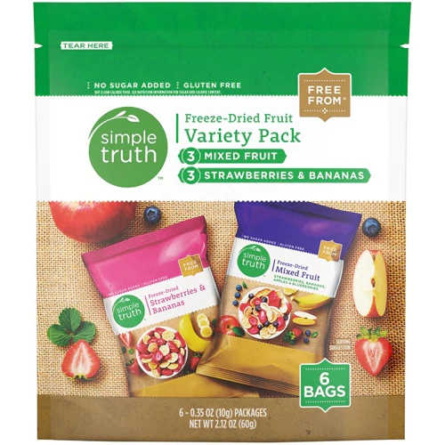 Frutas Desidratadas Simple Truth® - Mix de Frutas e Morango com Banana (10g Cada - Pacote com 6)