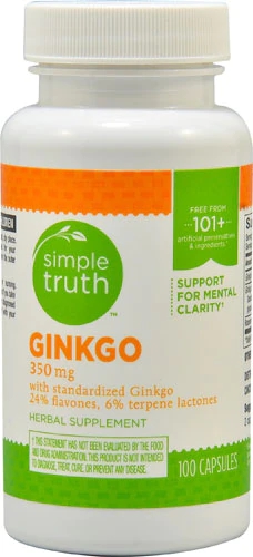 Simple Truth Ginkgo Biloba 350mg - 100 Cápsulas - Suporte Cognitivo e Circulatório