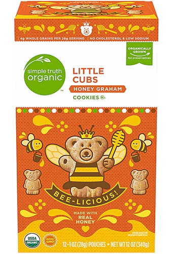 Biscoitos Orgânicos Little Cubs Honey Graham Simple Truth® - 12 Sachês (Aprox. 156g)