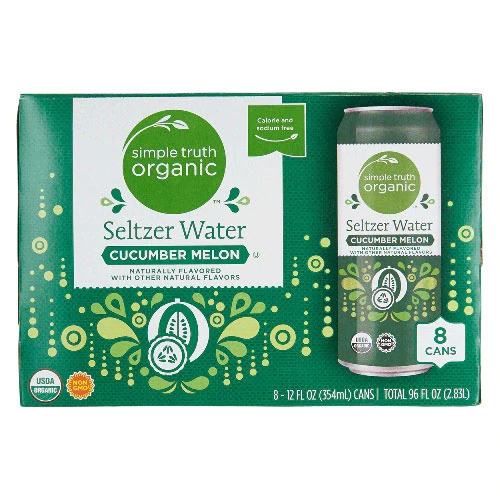 Água com Gás Orgânica Simple Truth® Sabor Pepino Melão - 8 Latas (aprox. 2.83L)