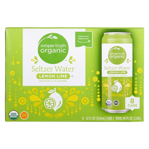 Água com Gás Orgânica Lemon Lime Simple Truth - 8 Unidades de 355ml (2.84L Total)